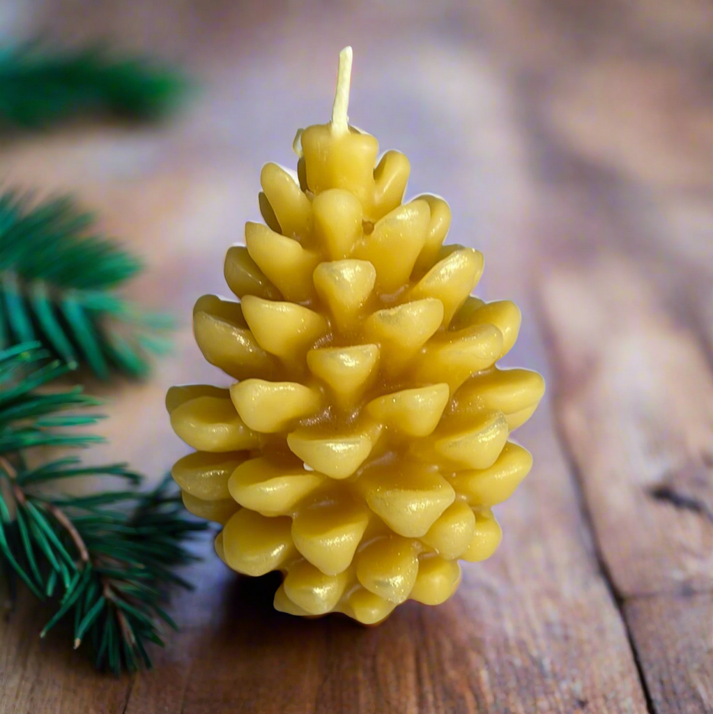 Pinecone beeswax candle